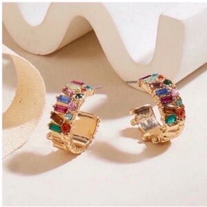 New! Mallorca Gold Multicolor Hoop Earrings (3040) NWOT